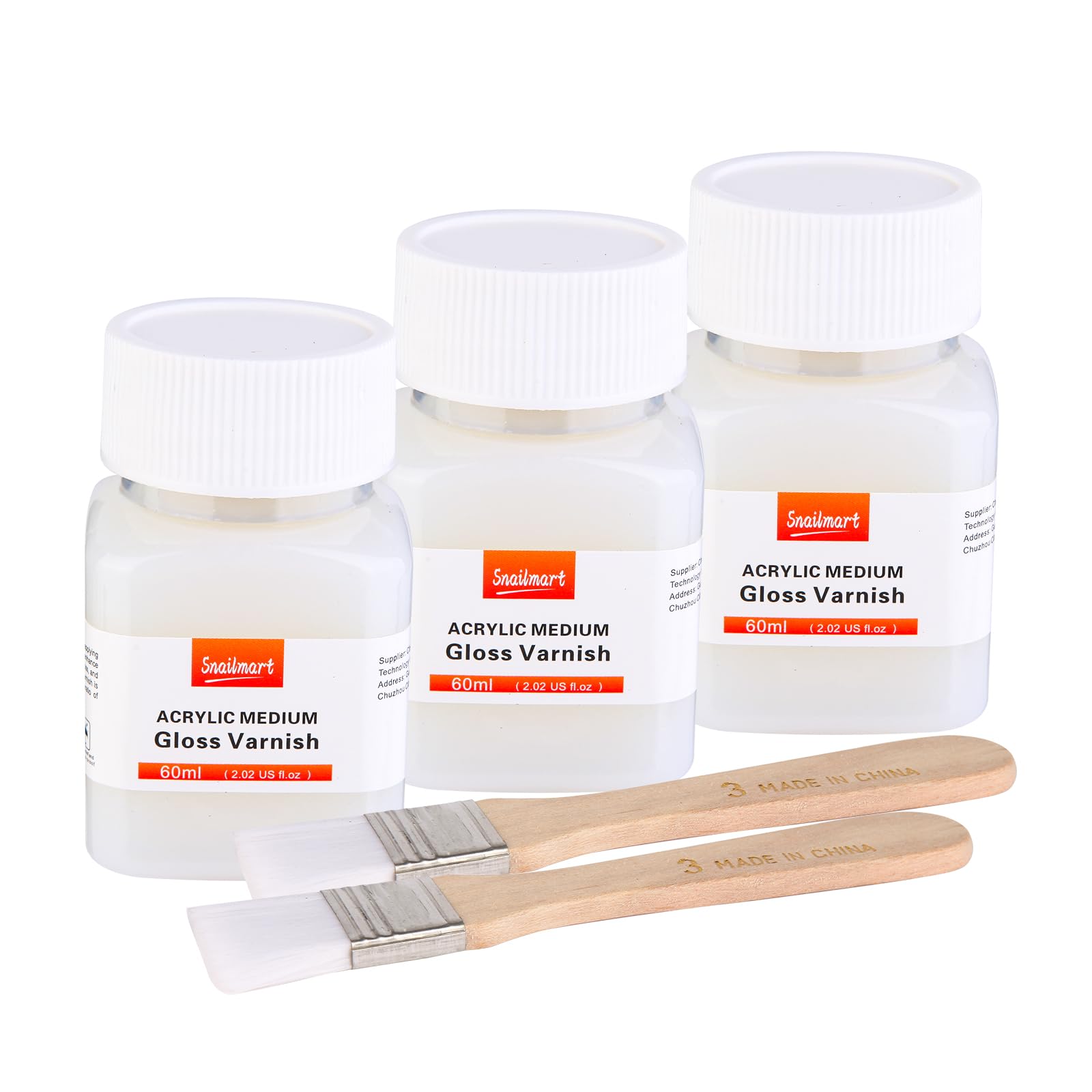 3Pcs Gloss Varnish for Acrylic Painting, 180ml Acrylic Varnish Clear Coat, Non-Yellowing, Non-Toxic for Artwork, Acrylics Paint, Suitable for Pro Artists, Hobby Painter