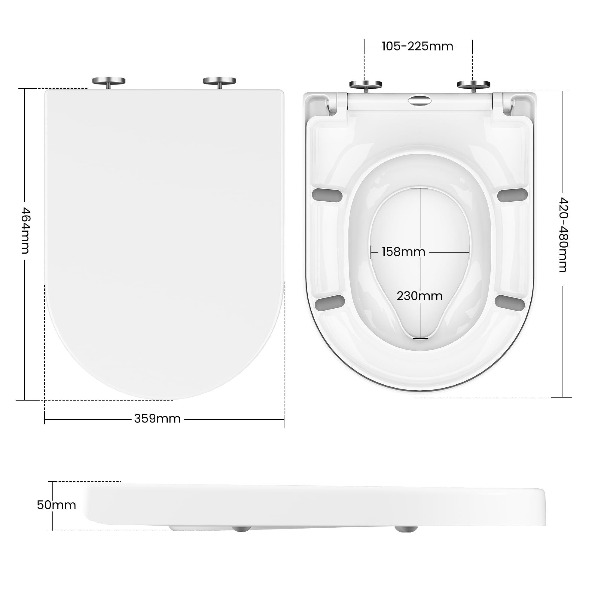 Toilettendeckel mit Kindersitz Absenkautomatik, WC Sitz Klobrille Toilettensitz mit Quick-Release Funktion& Verstellbaren Scharnieren WC Deckel aus UF Duroplast, Long D-Form Weiß