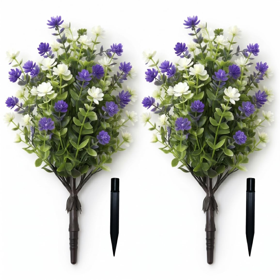 Xoeryoy Topiary Balls Artificial Outdoor Set of 2, Artificial Flowers with Ground Stakes Realistic Camellia Eucalyptus, UV Resistant Plants for Home Garden Decor, 45cm/18inch