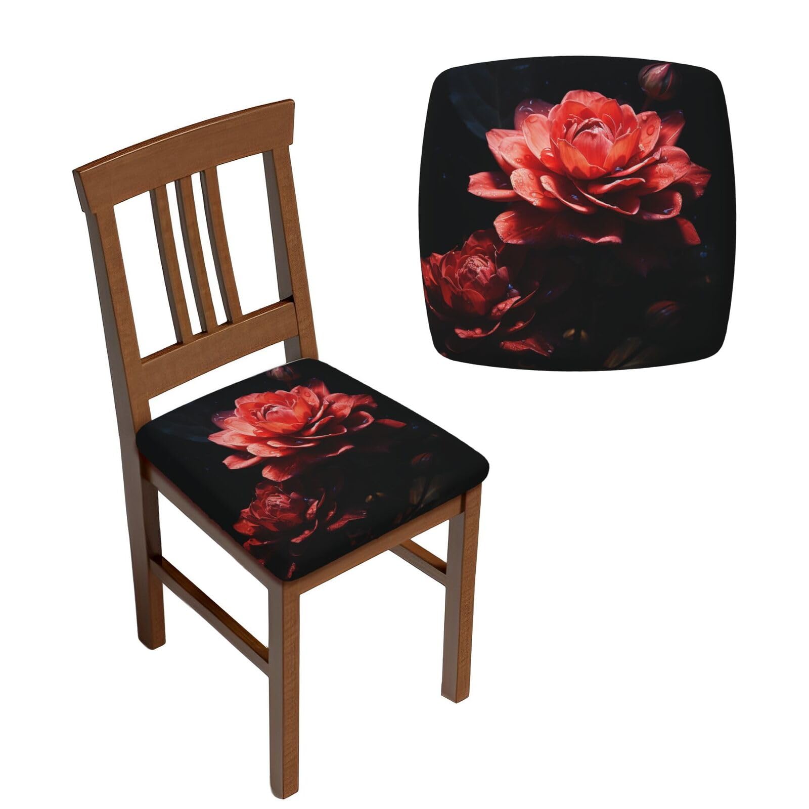 Housse de chaise extensible lot de 6 lavable à motif floral sombre