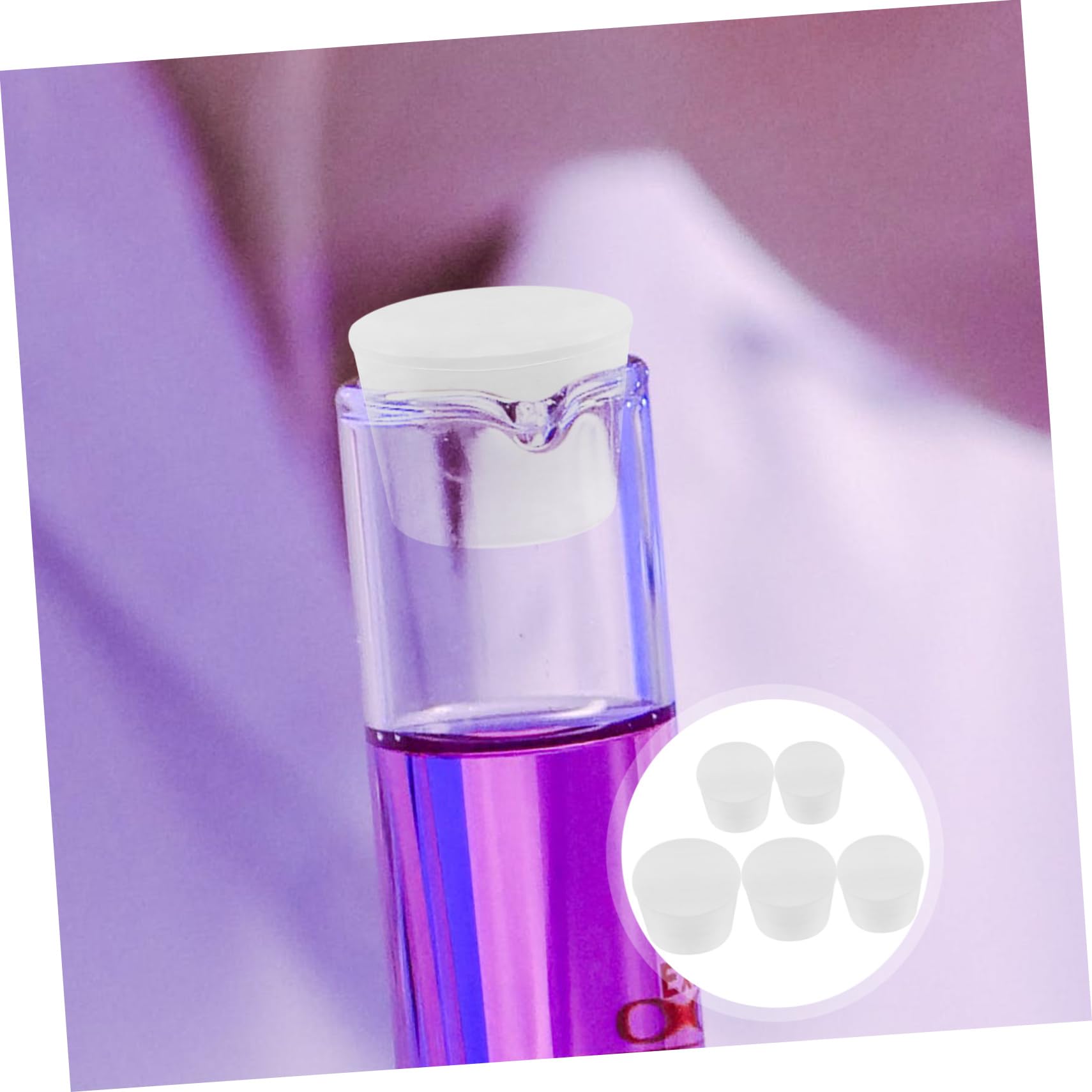Cabilock 5 Pack of Laboratory Test Tube Plugs Stoppers Rubber Sealing Plugs for Experiments Leakproof Design