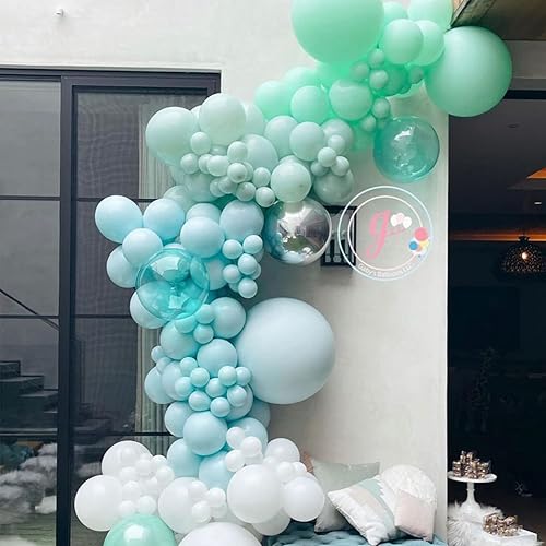 Miniatura 4 de 130 globos color verde menta pastel de diferentes tamaños, 18, 12, 10 y 5 pulgadas, para decoraciones de cumpleaños de niños y niñas, baby shower