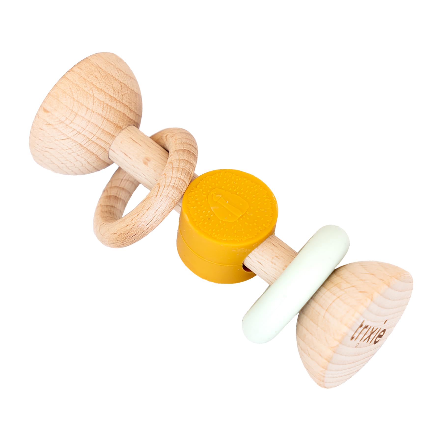 Trixie Wooden & Silicone Rattle - Mr. Lion | Baby Sensory Toy & Teether | Safe & Durable Newborn Toy | Developmental Toy for Babies