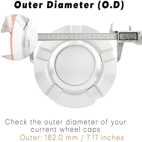 Miniatura 3 de Tapones centrales de rueda de 7.165 in 7.17 pulgadas para Chevy 9596343 paquete de 4 cubiertas centrales plateadas de repuesto para llanta