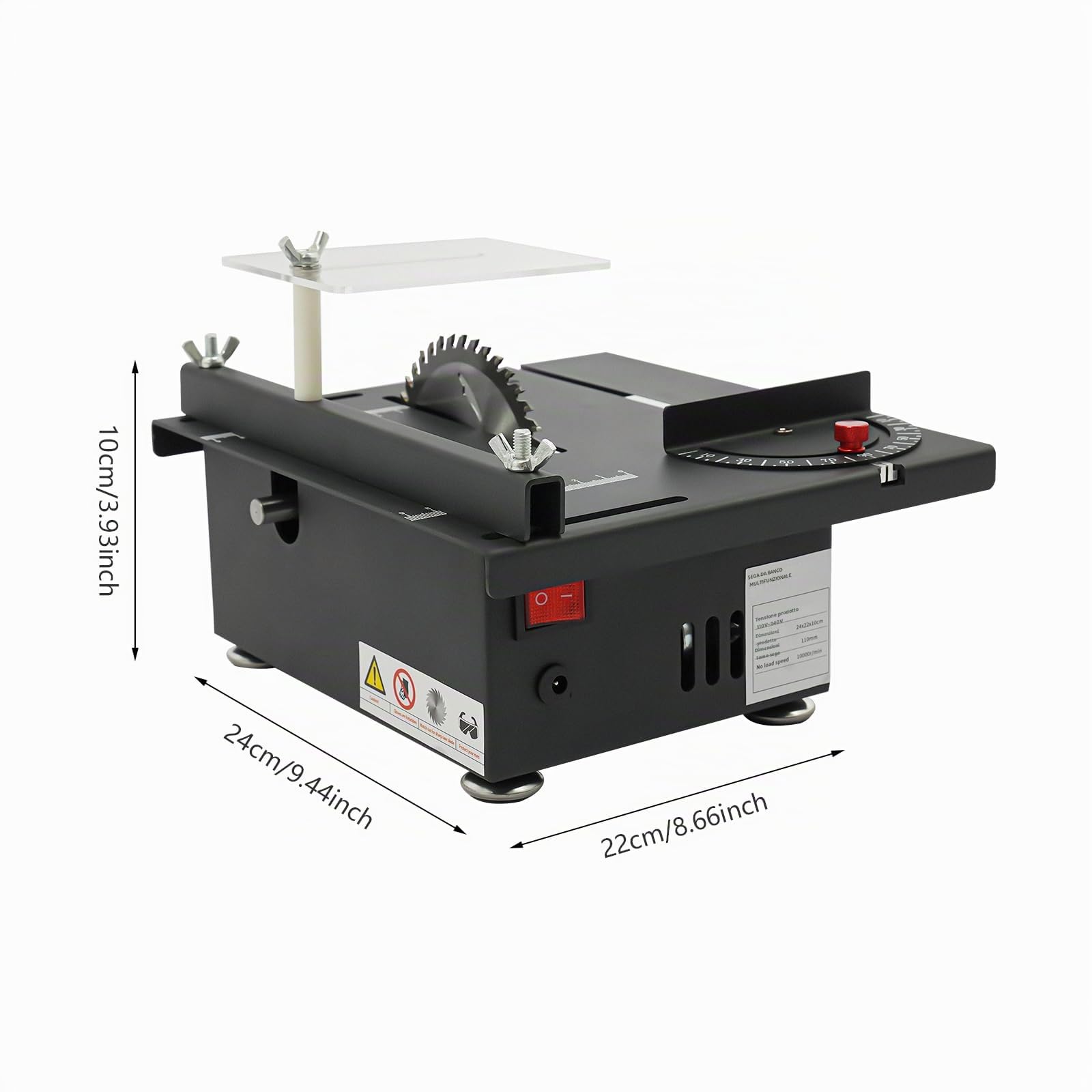 Mini sega da tavolo, piccola sega circolare da banco, design potente e regolabile, sega da tavolo da 200 W per tagliare piccoli bastoni di legno, Bodhi, pietra, cera d'api, acrilico, leghe di