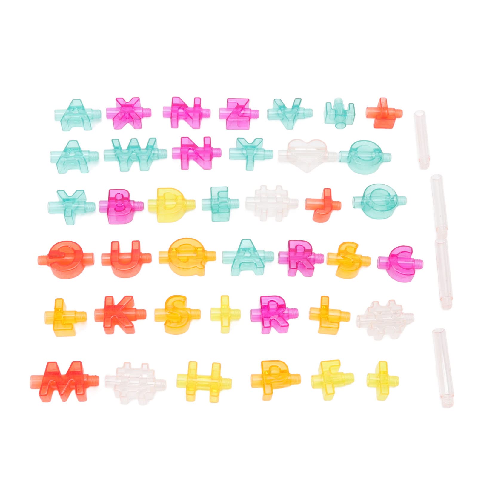 Set of 44 Colorful DIY Straws of The English Alphabet, Different Shapes, Reusable, Colorful, Assemble, Party Gifts, Toy