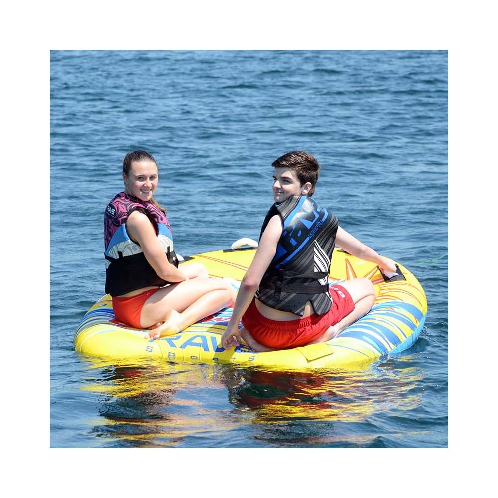 RAVE Sports Getaway Boat Towable Tube for 1-2 Riders, Heavy-Duty Durable Construction for Pulling Behind Boat, Skim-Fast Bottom Coating for Extra Glide
