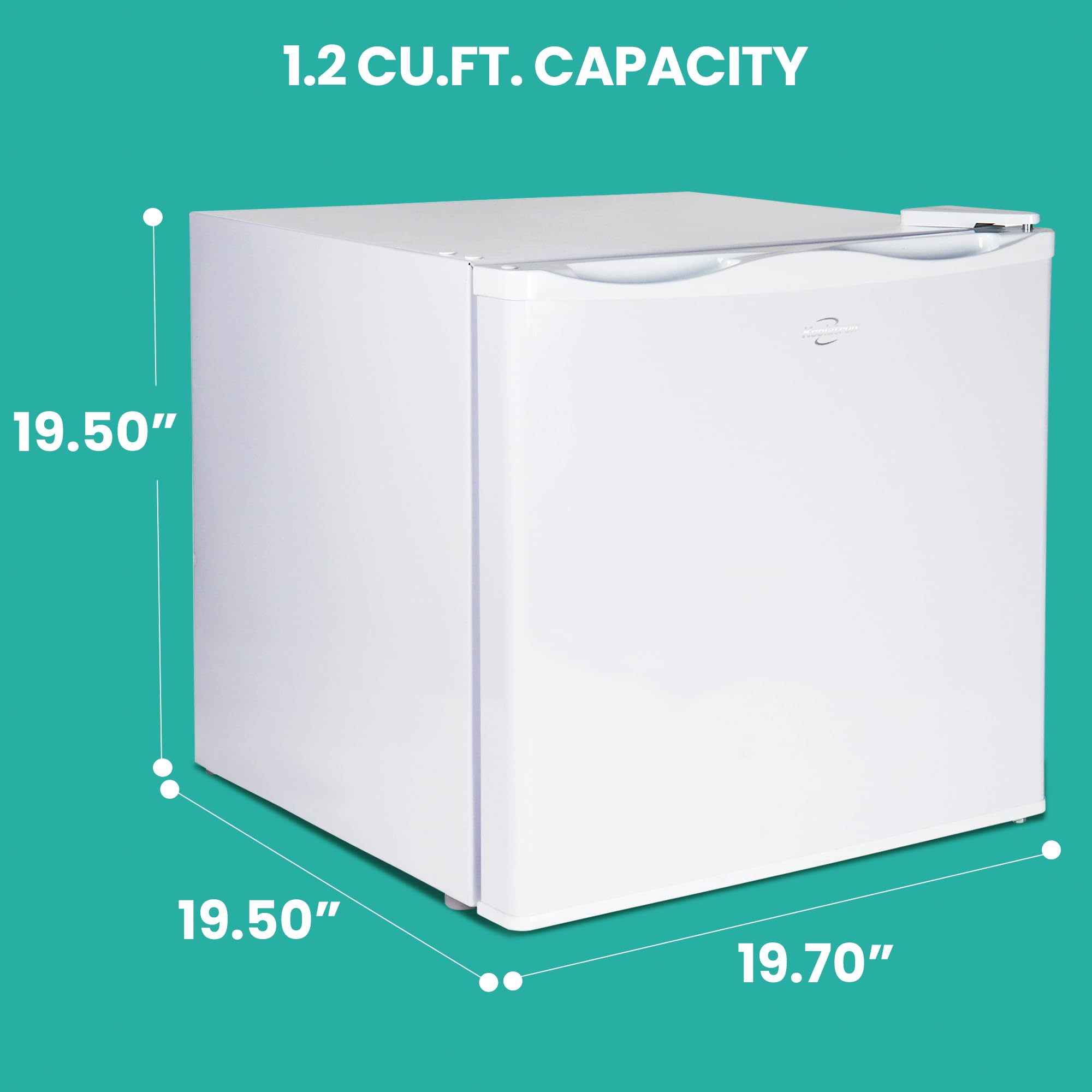 Koolatron Mini Upright Freezer 1.2 Cu Ft (34l) White, Manual Defrost, Space-Saving Flat Back, Reversible Door, Wire Shelf, For Apartment, Condo, Office, RV, Cabin, Dorm Room, Home Bar on Fridge.com - View 5