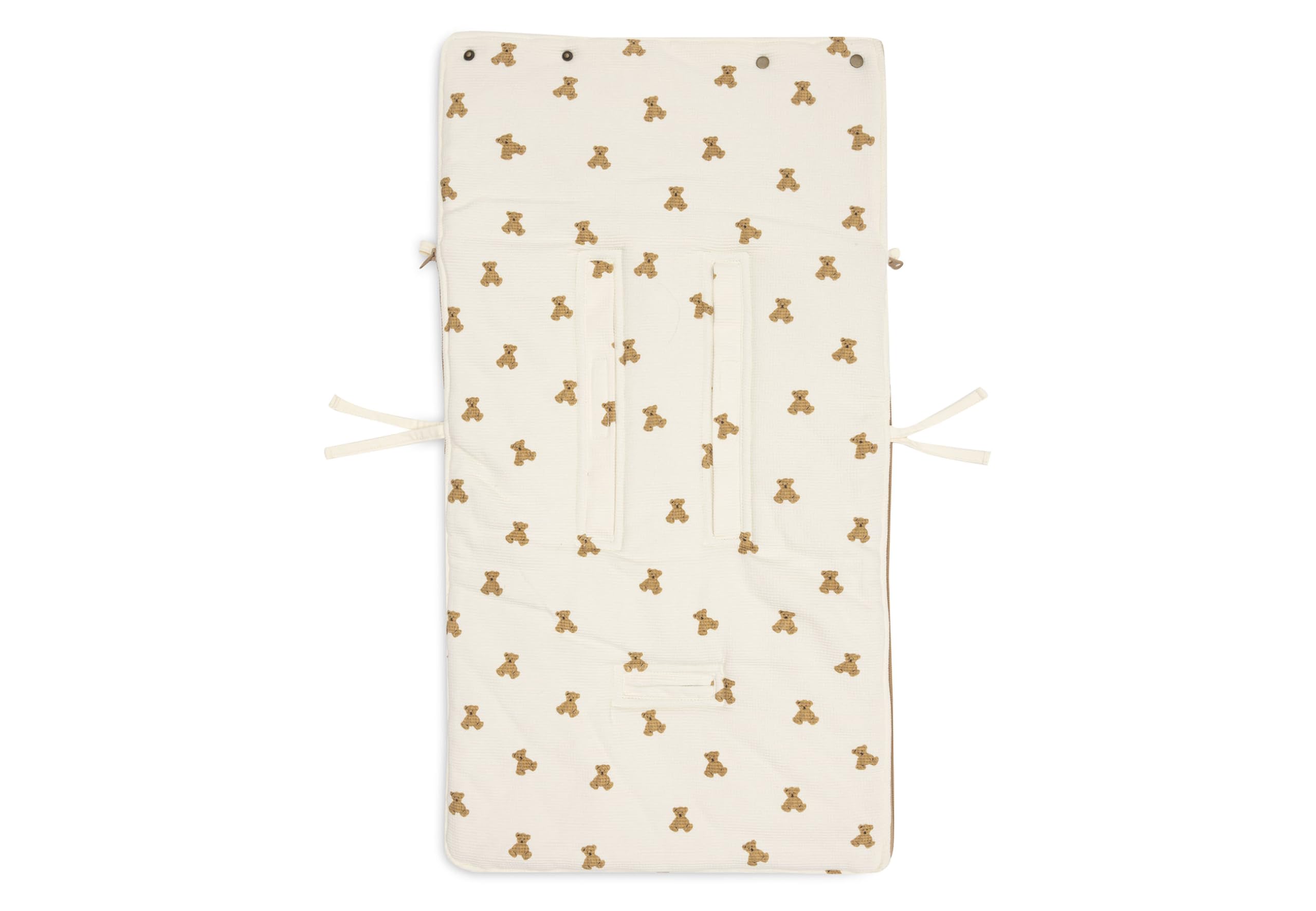 Jollein Saco Saco de pies - Mini Teddy Bear – Para sillas de coche del Grupo 0+ y cochecitos – Para arneses de 3 y 5 puntos – Forro polar – Algodón con estampado de osito – Certificado OEKO-TEX
