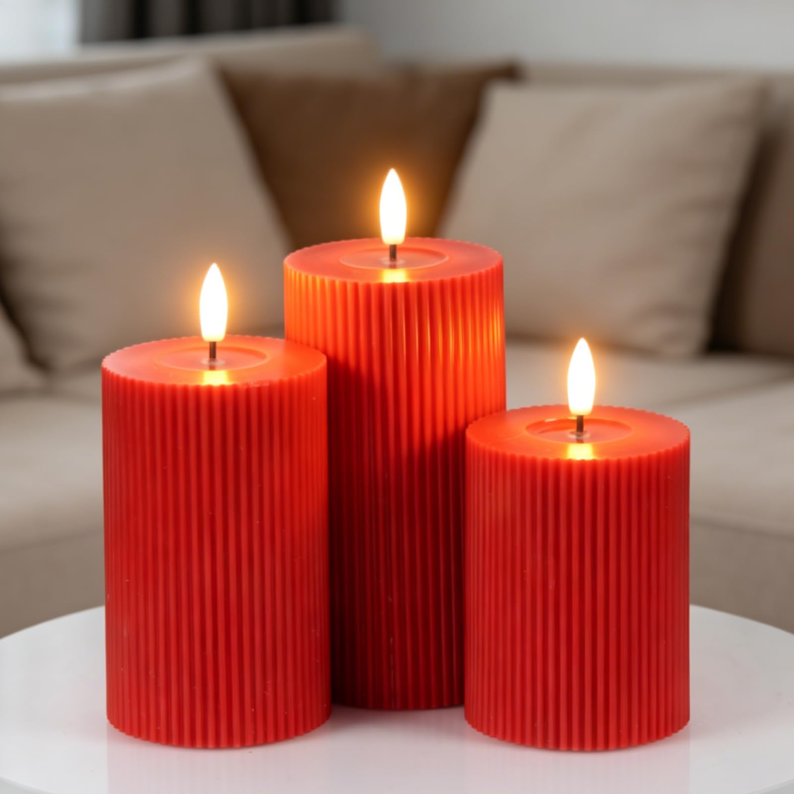 Red Battery Operated Flameless Candles with 6 Hour Timer