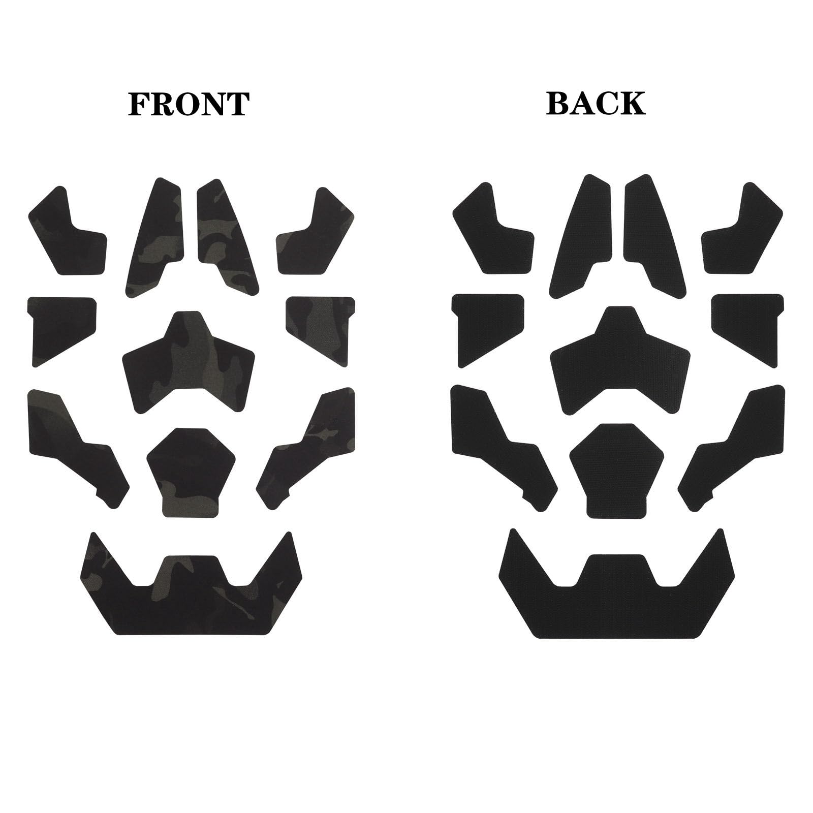 Universal Airsoft Helmet Decorative Sticker DIY Tactical Helmet 11Pcs/Set Helmet Patches Hook Fastener Sticky Helmets Magic Fixed Cable Military Army (Black CAMO)