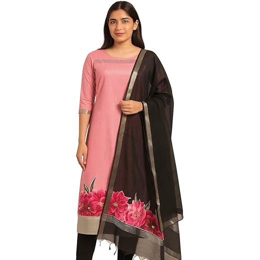 Mangalagiri Silk Dress Material Pink Unstitched