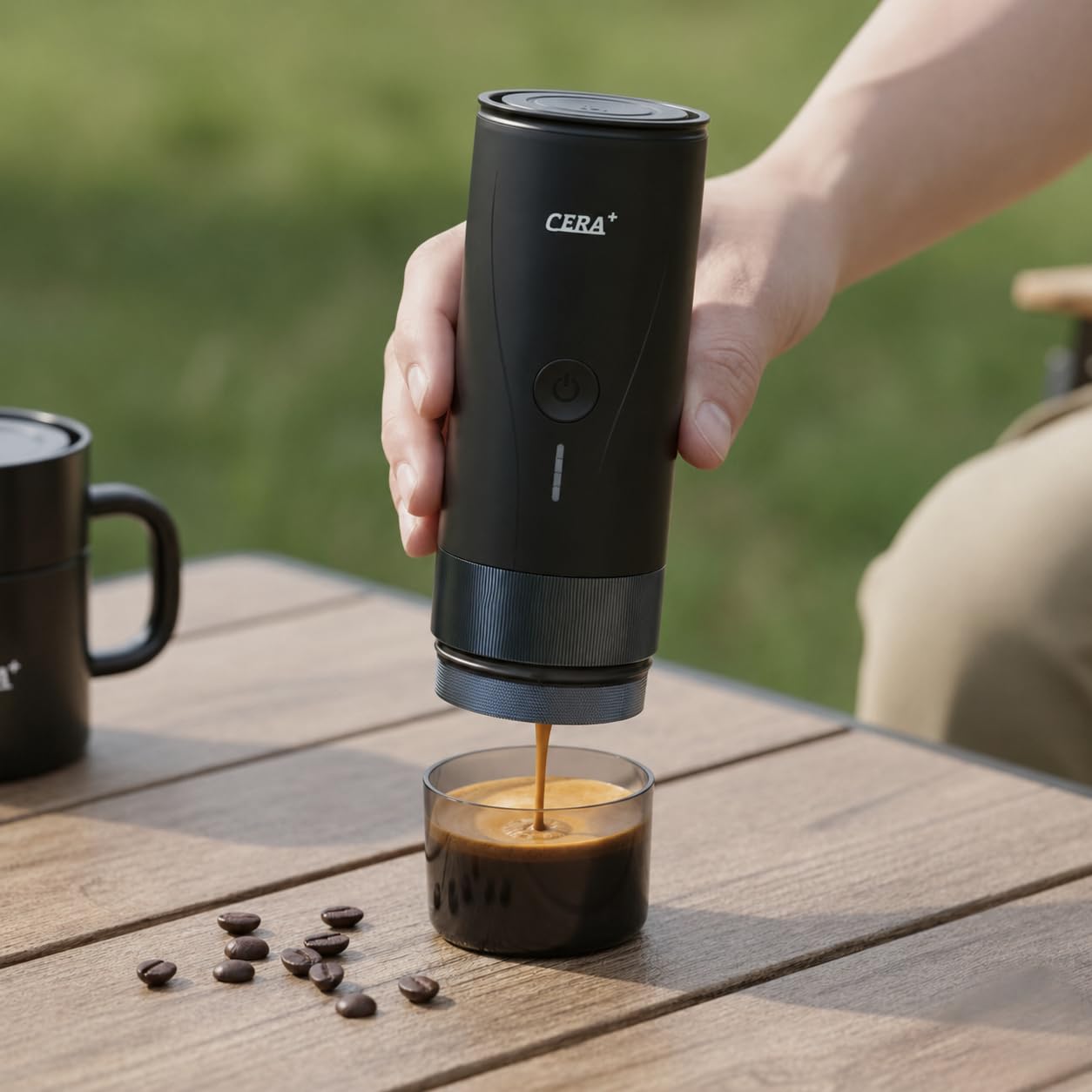 CERA+ Cafetera portátil Pro Version autocalentable compatible con molienda ultrafina para viajes, camping, senderismo, regalo ideal para cumpleaños y San Valentín