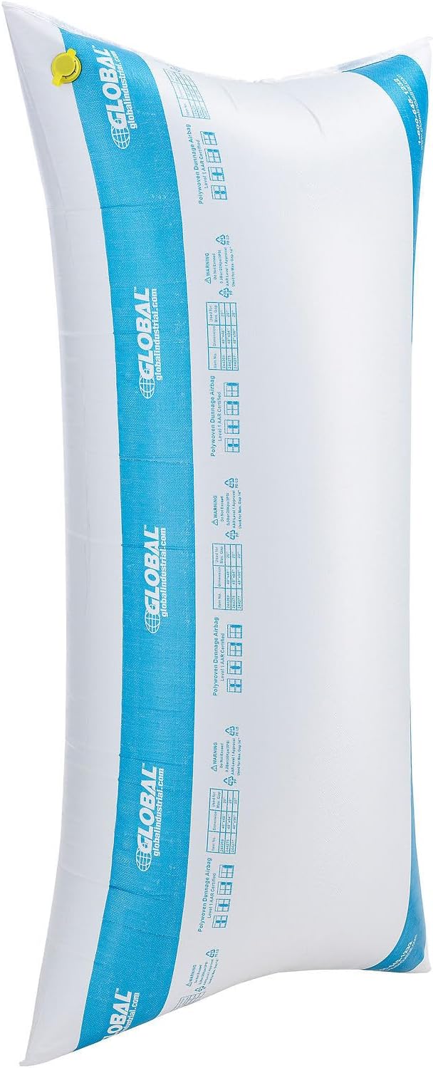 Global Industrial 48"W x 96"L High Strength Polywoven Dunnage Air Bags with Push & Lock Valve, Level 1 AAR, 2 Ply, Load Securement Airbags for Trucks and Containers