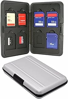 Slots Memory Card Case Silver Micro SD Card Holder SDXC Storage Holder Memory Card Case Protector Aluminum case 16 solts for SD/SDHC/SDXC/Micro SD Water-Resistant Card Case