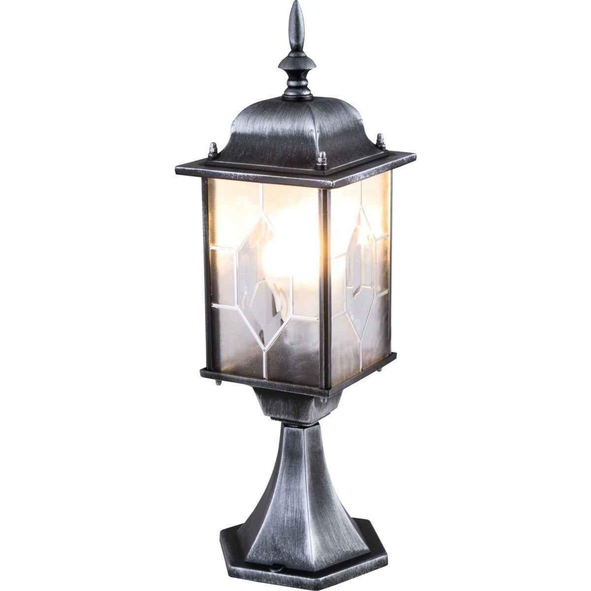 Konstsmide Milano 7246 Sockelleuchte (B: 16cm T: 16cm H: 51cm, 1x75W, IP43) schwarz/silber