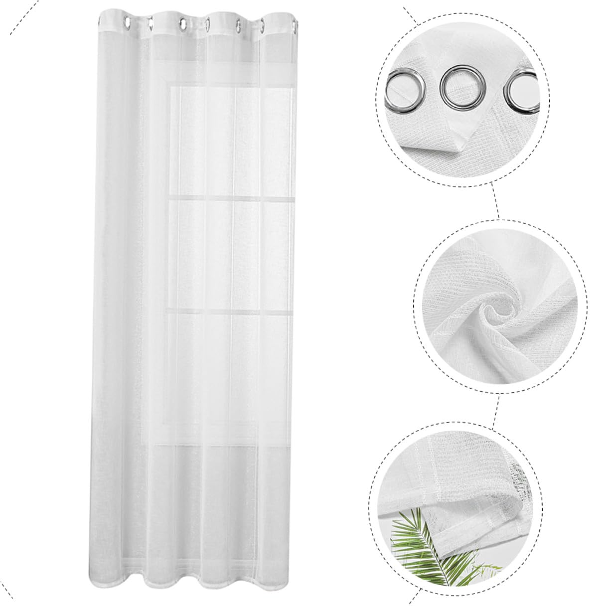 Cortina Visillo Semi-Transparente para Ventanas y Balcón Delicada con Rayas Plata Panel Opaco para Dormitorio y Baño Medidas White