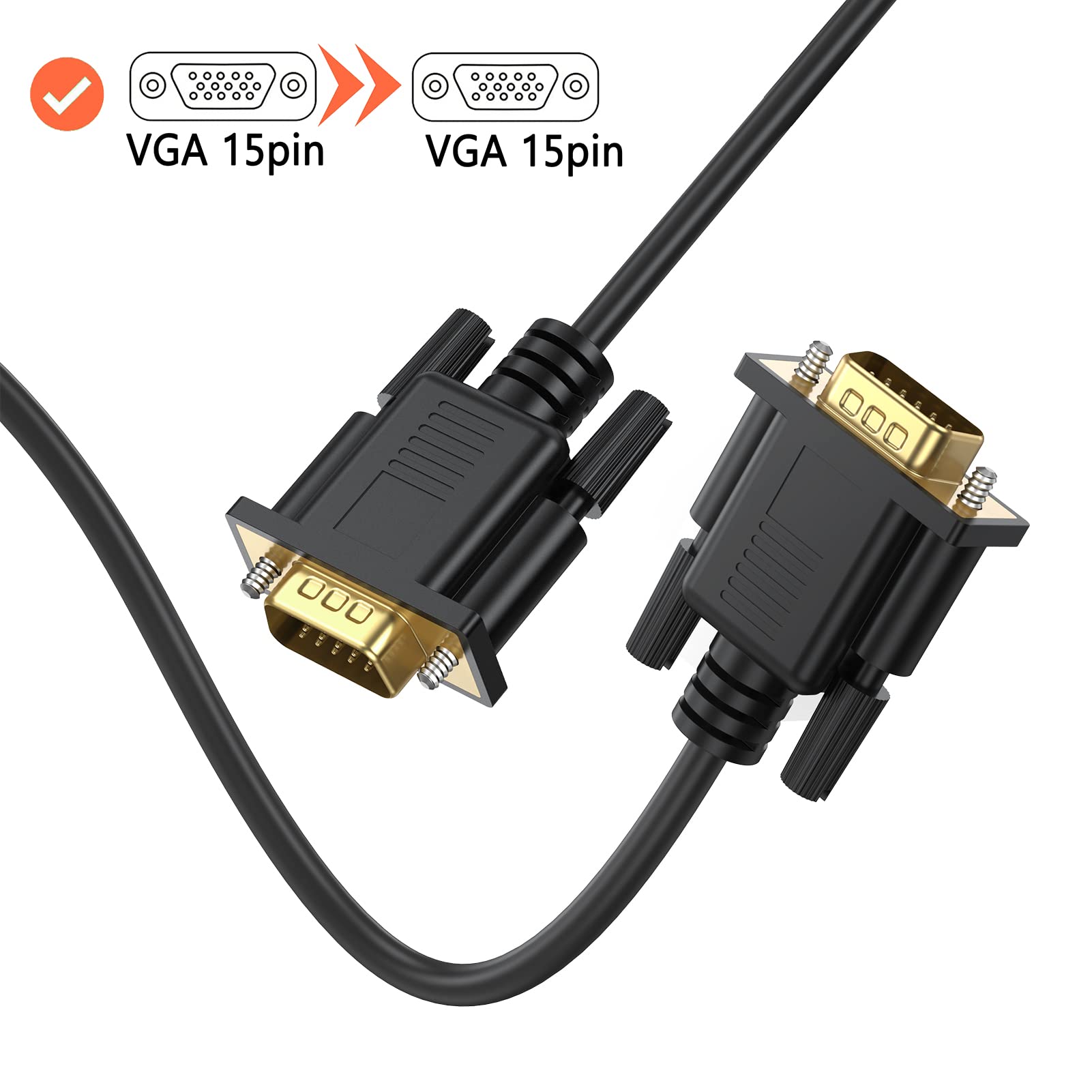 10 FT VGA a VGA Computer Monitor Cavo 10-Pack,1080P @60Hz Full HD 15pin