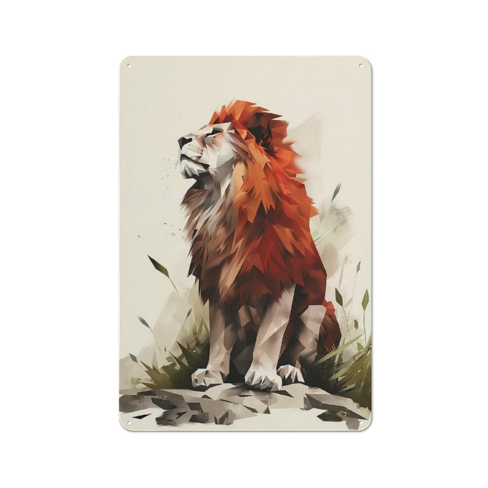 Junmoney Geometric Lion Metal Wall Sign 30X20cm Featuring For Pub Or Café, For Pub Decor Enthusiasts, For Retro Home Interiors