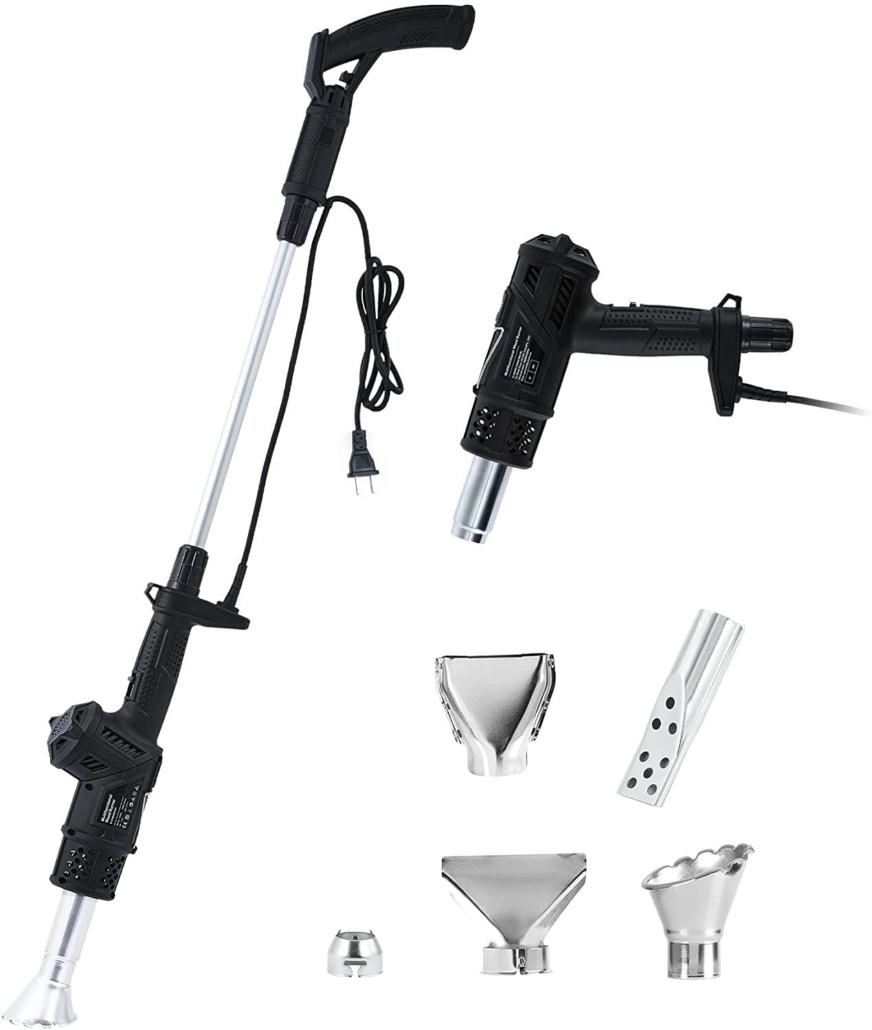 175°F -1200°F Electric Weed Burner with 5 Nozzles, 1500W 3 in 1 Hot Air Gun, Heat Gun & Weed Torch & Charcoal Starter for Home Repair & Lawn Care
