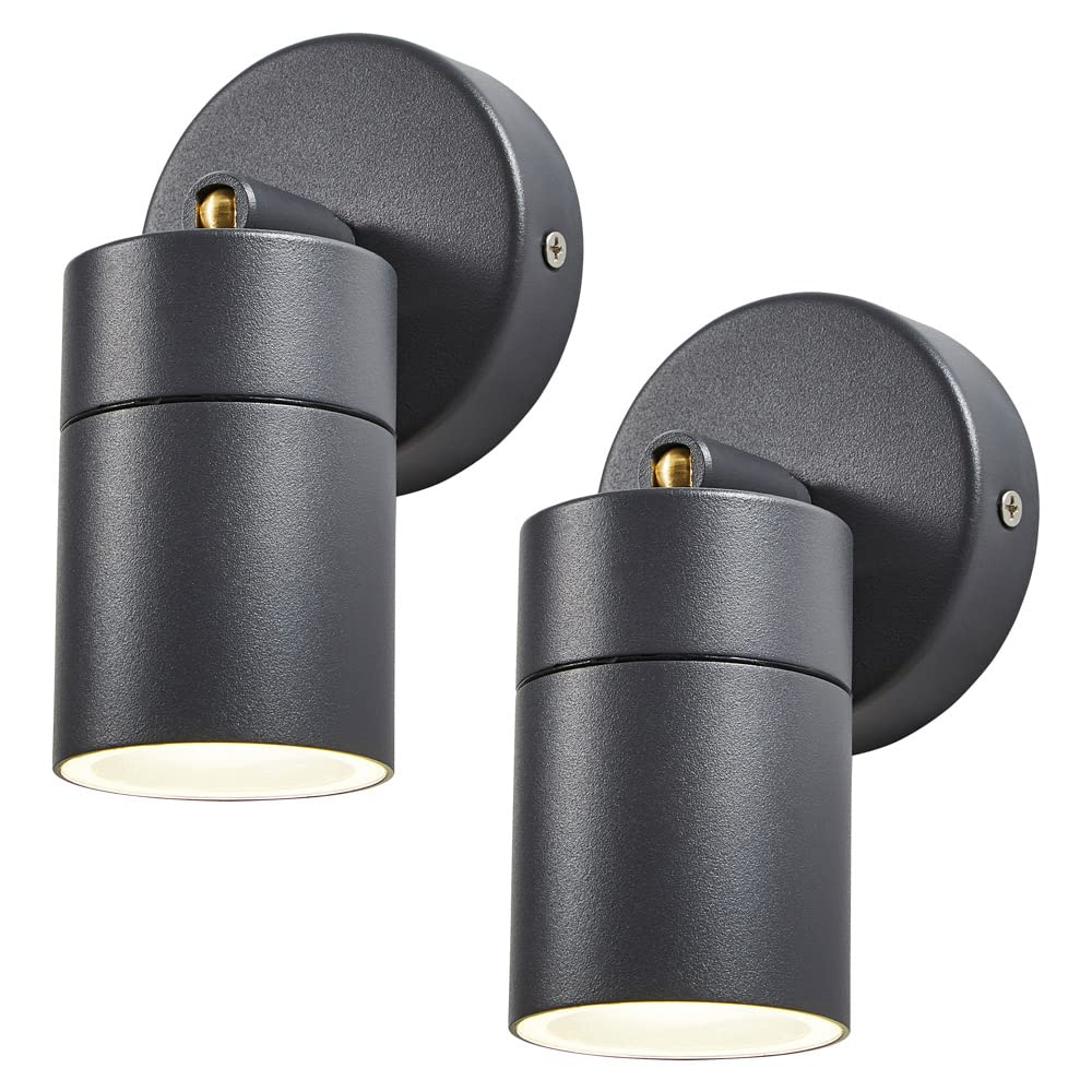 LITECRAFT Kenn Spotlights Outdoor Wall or Ceiling 1 Light - (Anthracite, Pack of 2)