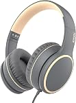 R10 Casques over-Ear avec Microphone, Casque basse léger pliant stéréo avec 1.5M Cordon sans angle, casques filaires portables pour ordinateur de tablette de téléphone intelligent MP3 / 4 (Noir)