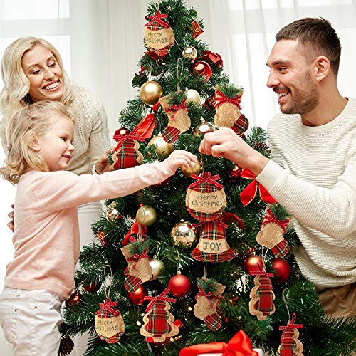 Willbond WILLBOND-DECORATION STOCKINGS-01 16 Pcs Christmas Burlap Christmas Tree Ornaments Rustic Country Stocking Ball Ornaments Red Buffalo Plaid Xmas Ornaments Boho Farmhouse Hanging Decor thumb #3