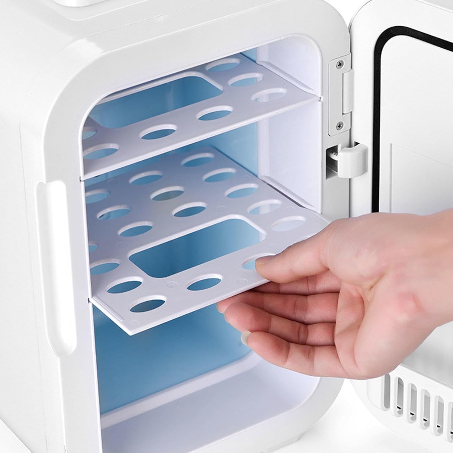 Mini Frigorifero con Specchio LED (8 Litri/8 lattine) Frigo Portatile Skiare da 12 V, Frigorifero e scaldavivande per Regalo di Natale, Sci, Bevande, Cibo, casa, Ufficio e Auto
