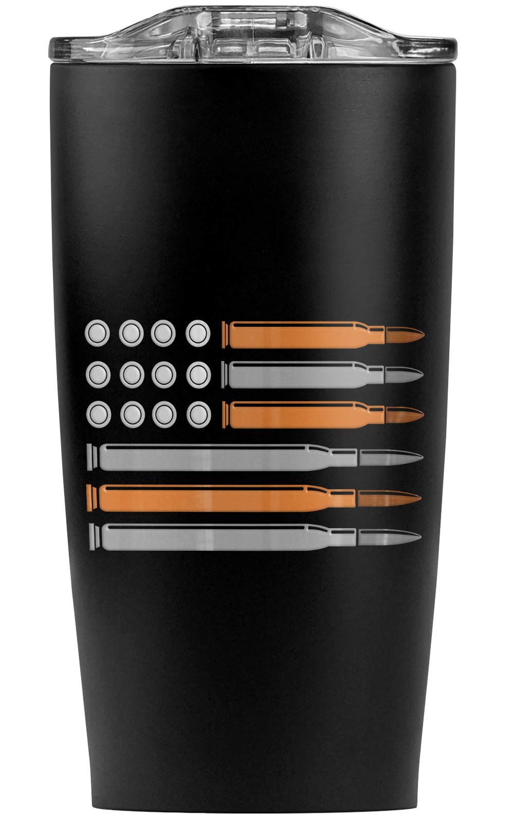 Logovision American Flag Bullets Guns Usa Stainless Steel 20 oz Travel Tumbler, Vacuum Insulated & Double Wall with Leakproof Sliding Lid | Great for Coffee/Hot Drinks and Cold Beverages