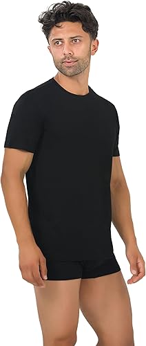 Vista 3 de Camisetas para hombre de rayón hechas de bambú, ajuste moderno, camiseta interior que absorbe la humedad, cuello redondo, camisetas con cuello en V