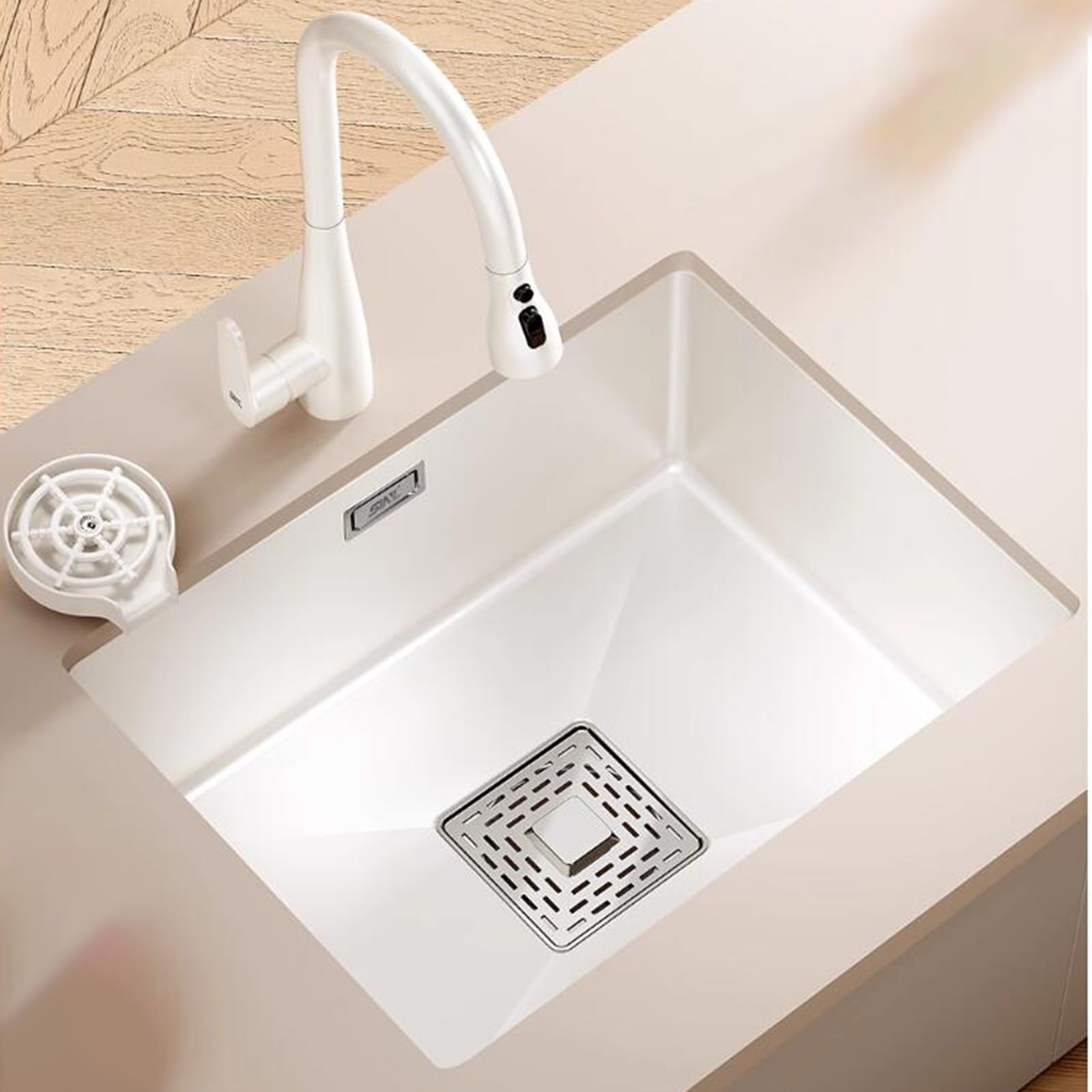 Mini évier de bar pour studio et hôtel, bac de cuisine compact avec robinet blanc