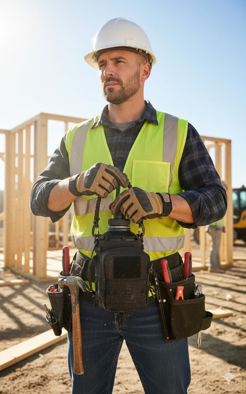 64 Oz Water Bottle with Sleeve - Half Gallon Big Insulated Water Jug with Strap Stainless Steel Gym Water Bottles for Men Sports Workout Hiking & Travel (Black) - Image 9