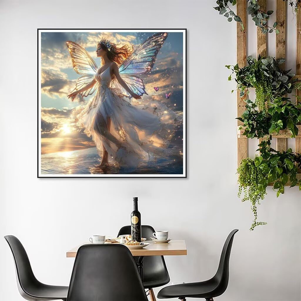 5D Diamond Painting Mädchen Set, Flügel Diamond Painting Erwachsene, DIY Diamant Bastelset Kinder Ab 6 Jahre, Diamant Painting Bilder FüR Home Decoration, Kleine Geschenke FüR Frauen 90x90cm 5-653