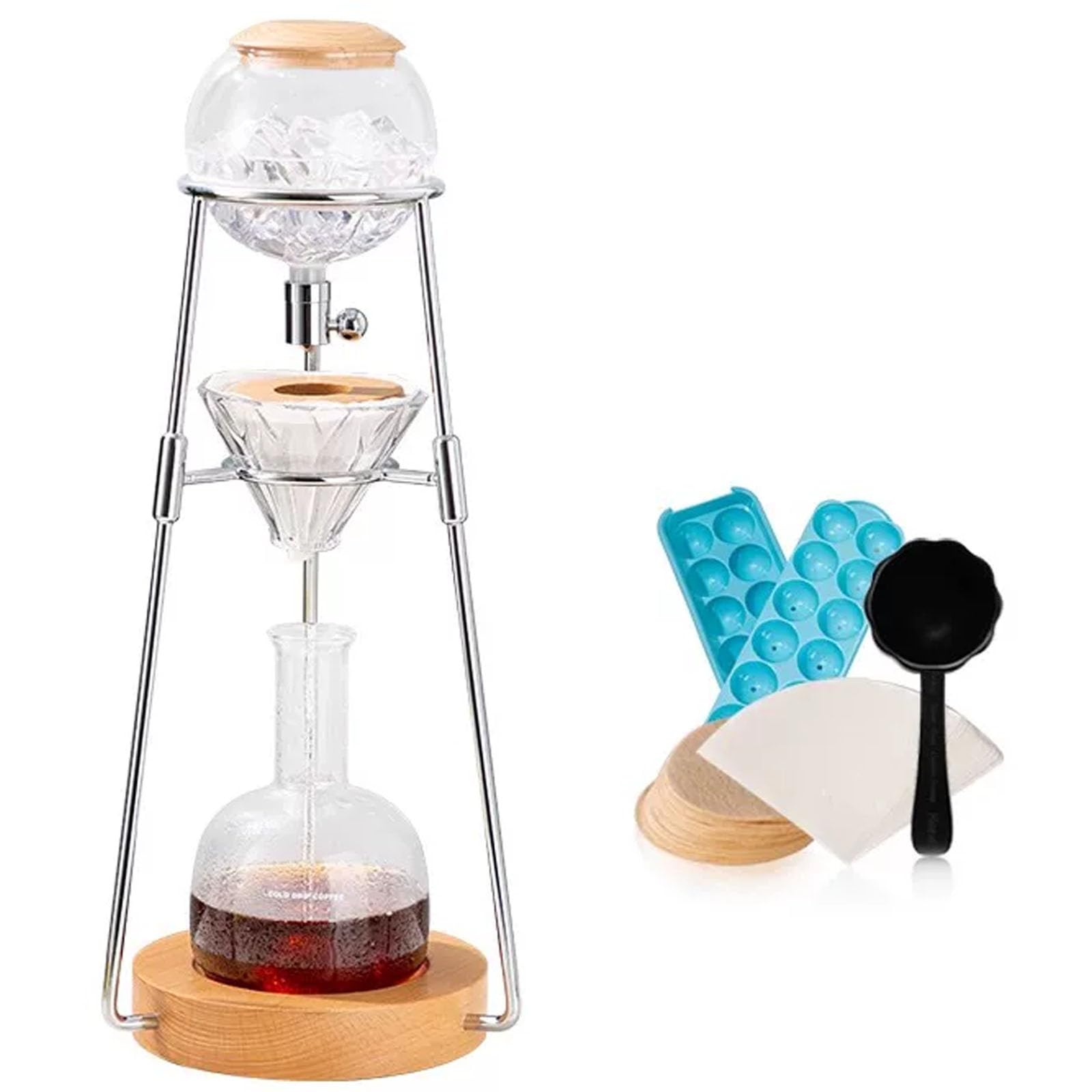 VILA SMO 500ml Cold Brew Drip Coffee Maker, Cold Brew Drip Tower With Filter Paper, Three-stage Closed Extraction, Borosilicate Glass Pot, Adjustable Valve, For Home, Office, Cafe