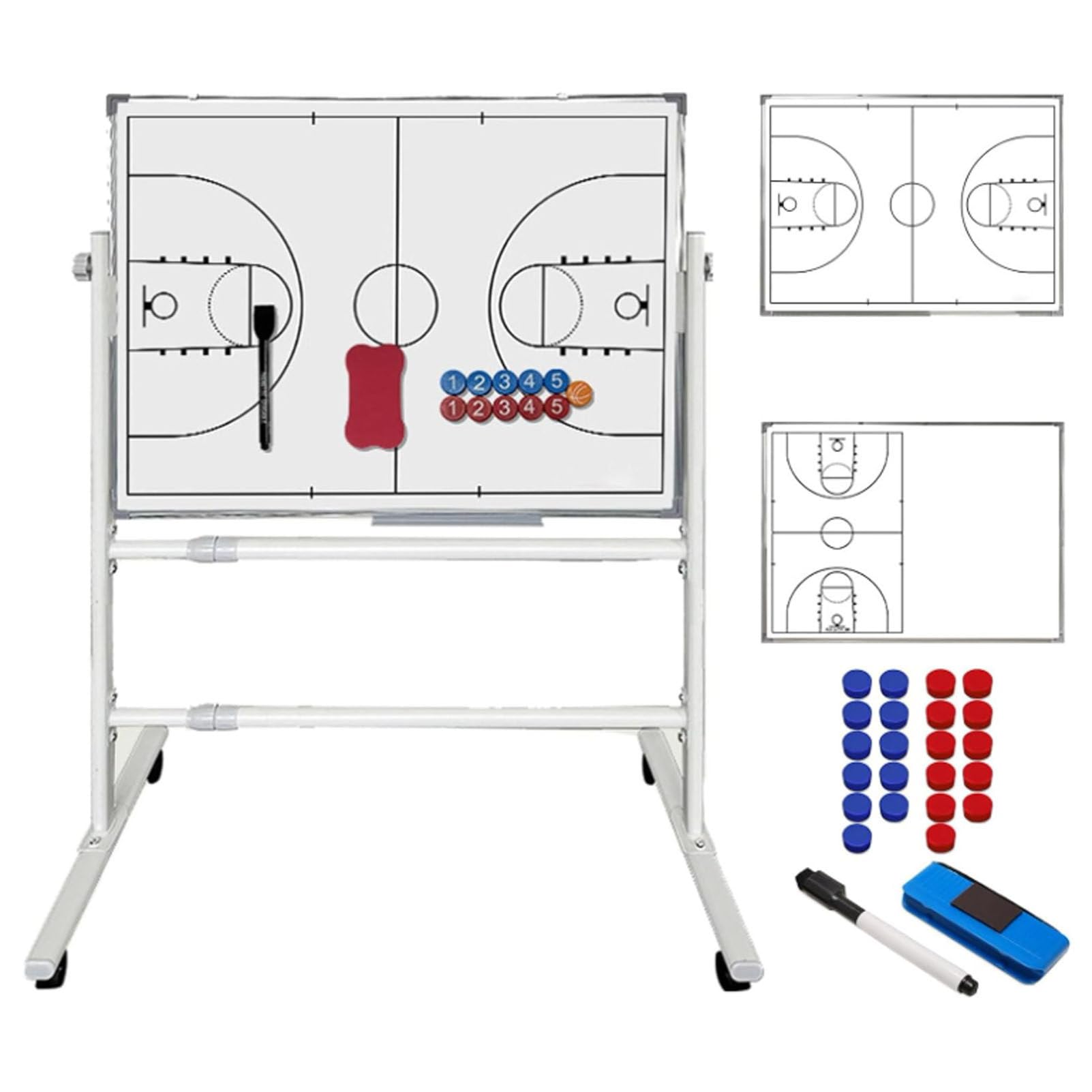Lavagna magnetica per allenamenti, lavagna tattica portatile su entrambi i lati per basket e calcio, grande lavagna bianca con ruote, allenamento quotidiano e distribuzione tattica
