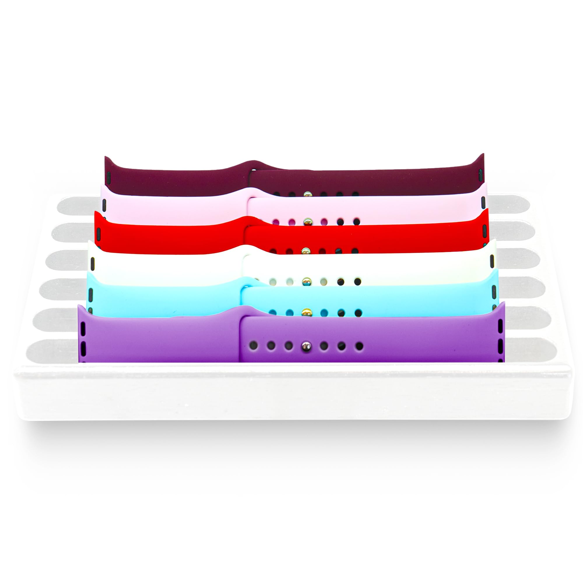 Watch Band Display Organizer – Wooden Strap Holder Stand - Compatible with All Apple iWatch Bands 38mm, 42mm and 44mm (White)