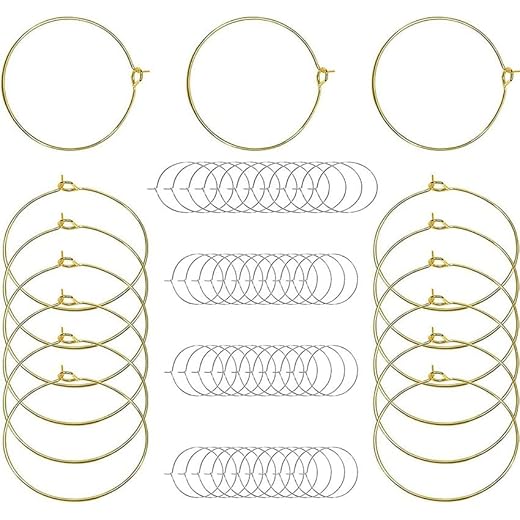 DIY Crafts 40 Pcs Silver Wine Glass Charm Rings