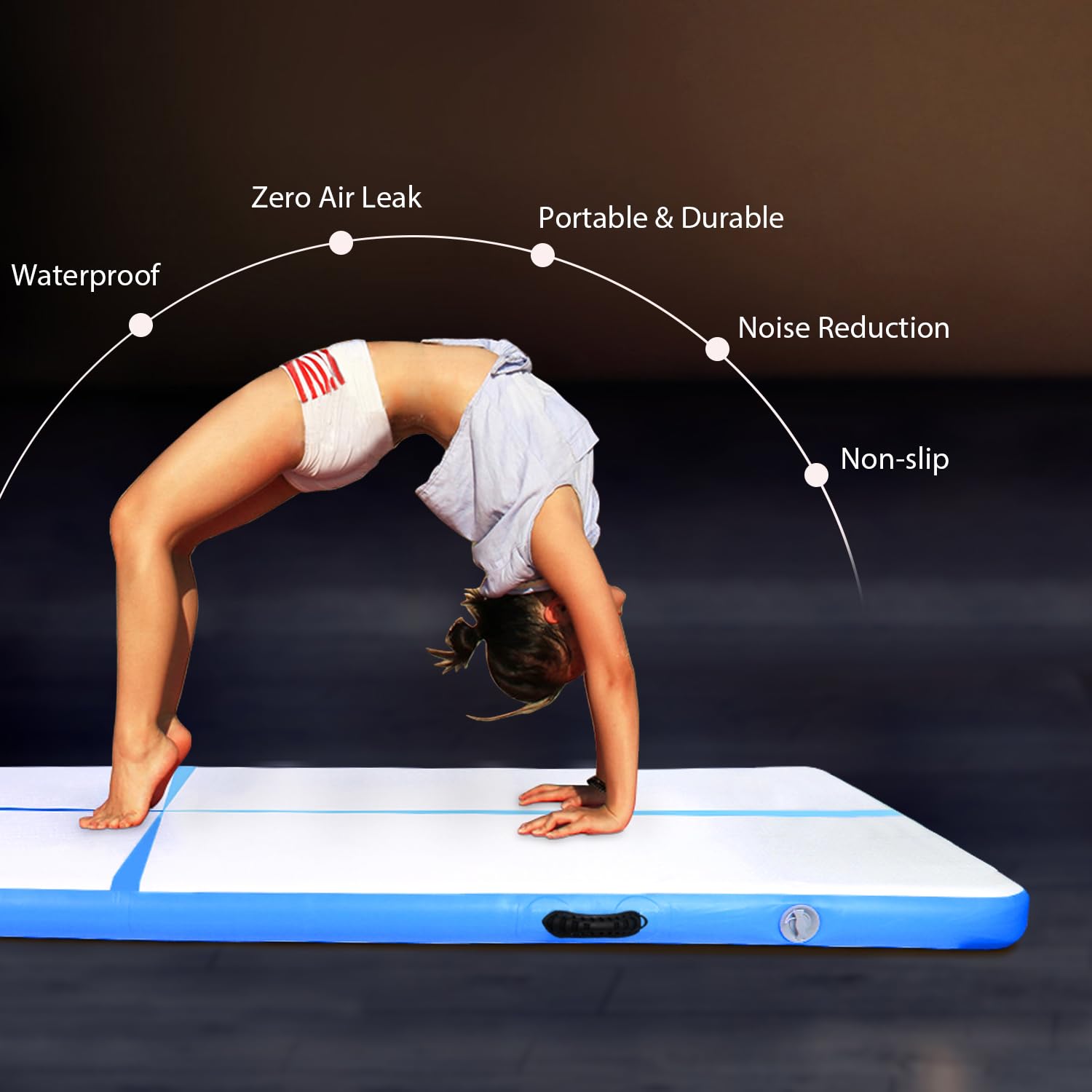 CCLIFE Tumbling Airtrack Turnmatte 3/4/5m Aufblasbar Gymnastik klappbar mit Elektrischer Luftpumpe Yogamatte Tumbling Matten Trainingsmatte Dicke 10/20cm