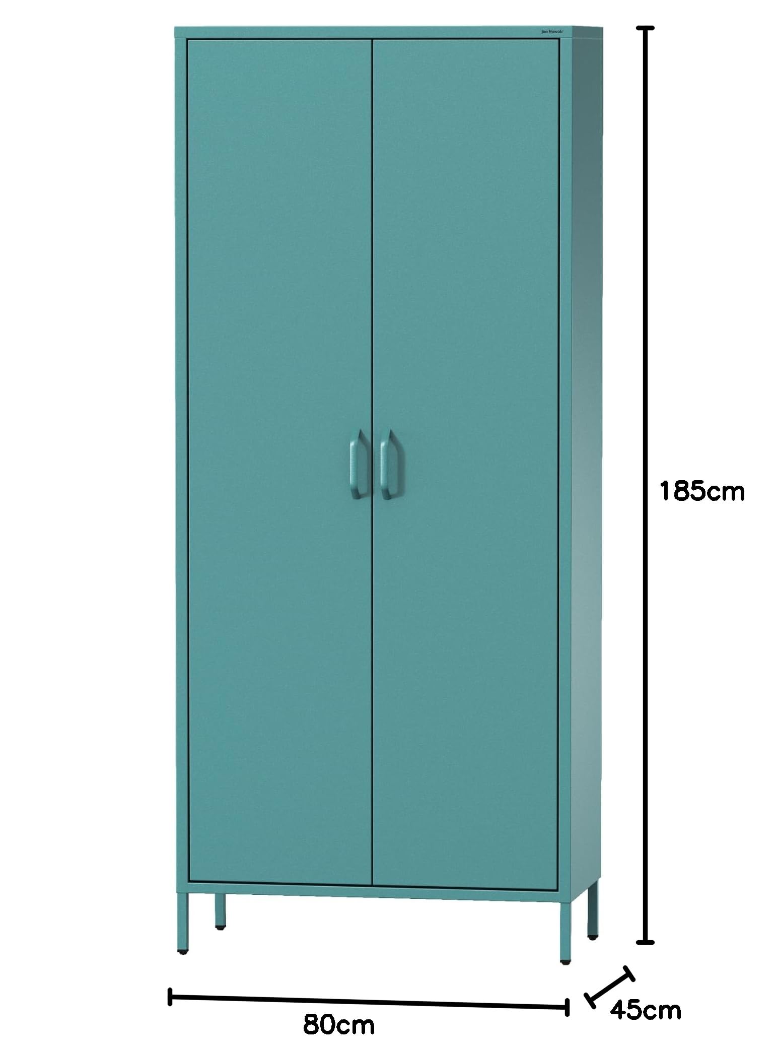 Jan Nowak Kleiderschrank 2 Türig, Metallschrank Glitzernd - Flavio | Ablagen, Kleiderstange, Magnetverschluss | Geräumiger Garderobenschrank Schlafzimmer, Kinderzimmer | 80 x 185 x 45 cm | Marine