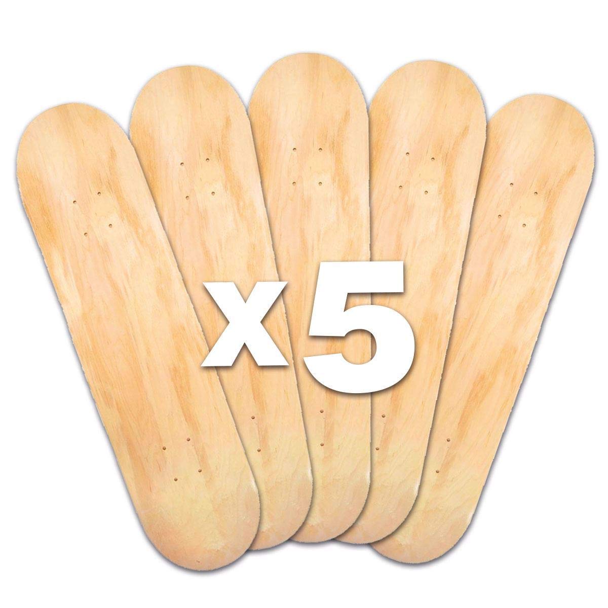 Venom Skateboards Natural 8.25" x 5 Plain Skateboard Deck Bulk Bundle Packs Maple Wood Stain Blank Skate Board Decks Natural/Blue/Black/Gold etc-7.75/8/8.25 etc - Great for Skating,Wall Art, Displays