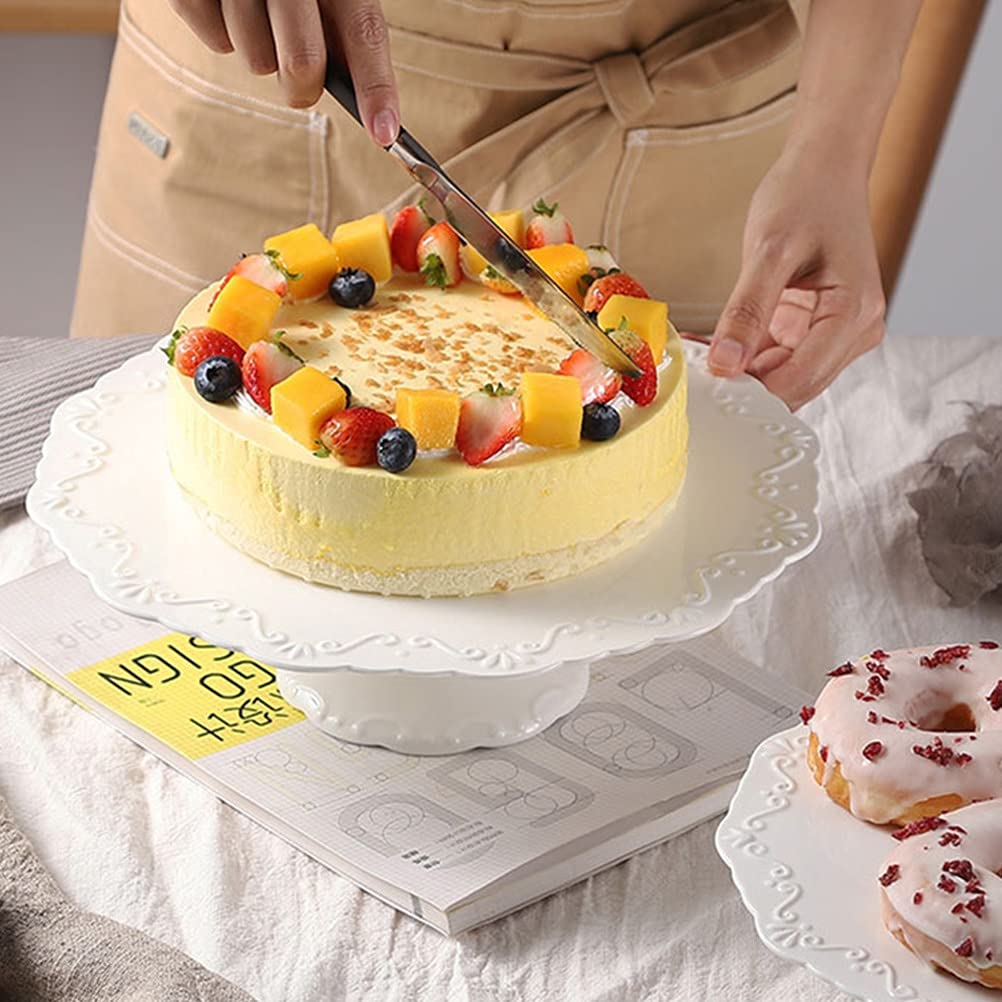 Alzate per torta per il tè pomeridiano Alzata per torta in ceramica Vassoio porta-torta Alzata per torta in ceramica Alzata per dessert creativa per matrimonio Baby Shower Compleanno Alzate per torta