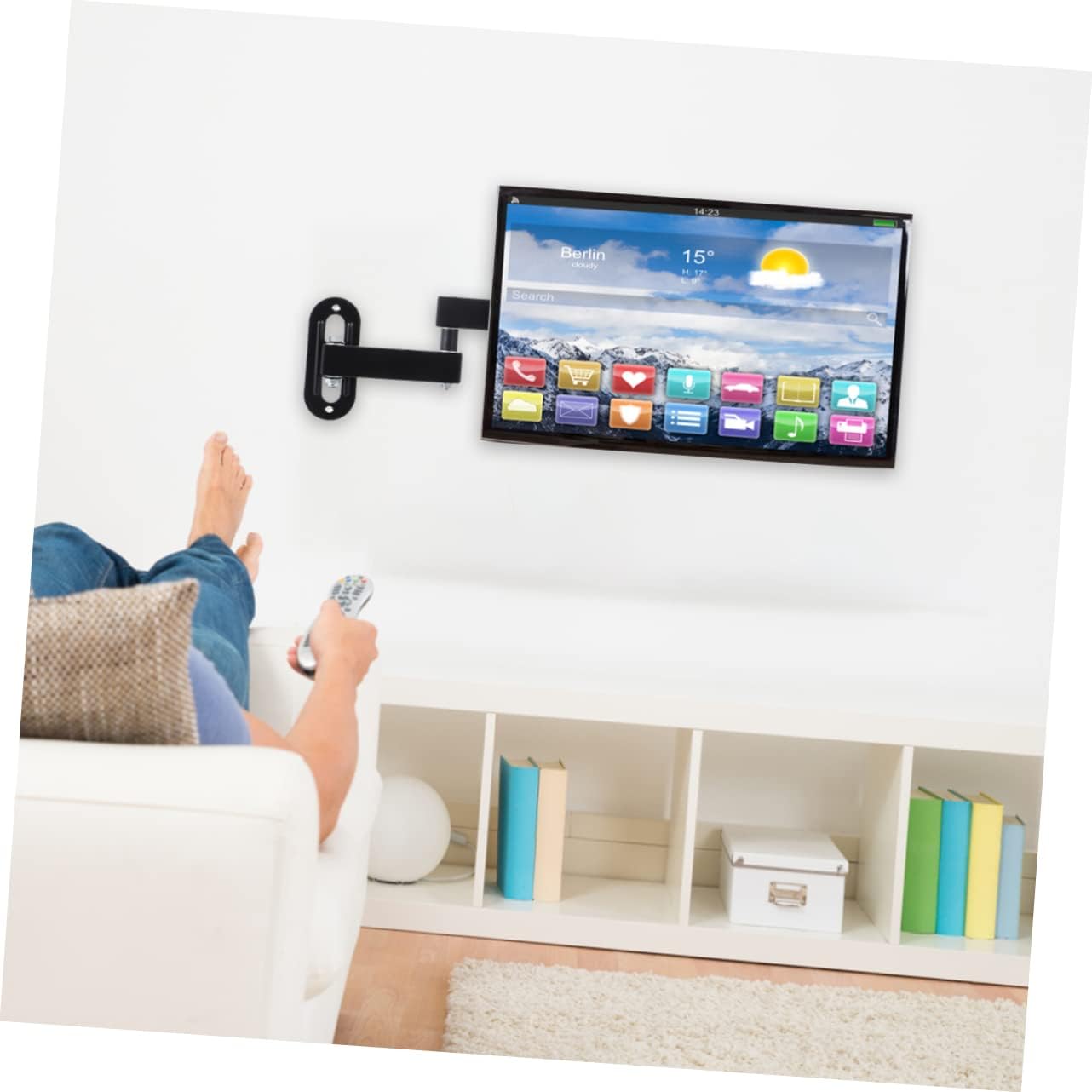 WOONEKY Tv Wall Mount Bracket for Tvs and Monitors Adjustable Rotating Arm Swivel and Tilt Function Compatible with Led LCD Flat Panel Screens