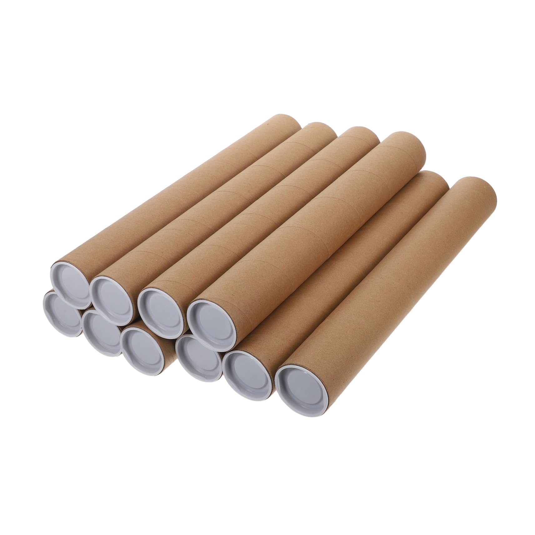 10 Szt Wzmocnionych Tub Wysyłkowych Z Papieru Pakowego Brązowe Z Papieru Pakowego Do Przechowywania Z Zatyczkami Tekturowe Z Pokrywkami Plakatowe Do