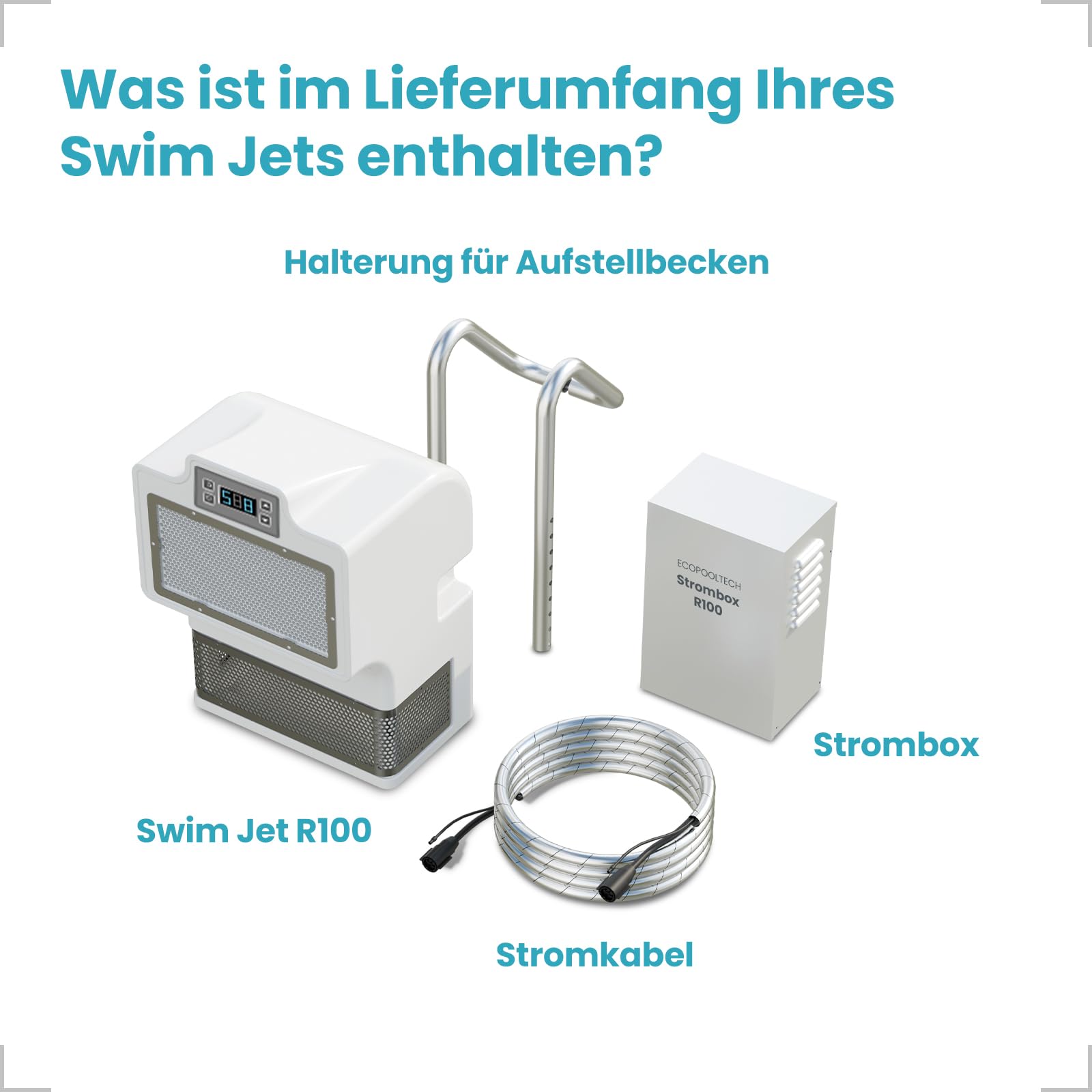 ECOPOOLTECH Gegenstromanlage für Frame-Pools, 1500 GPM, 9 Stufen, R100 | 30V Schwimmtrainer für stationäres Training, ideal für Anfänger, Kinder und Familienfitness