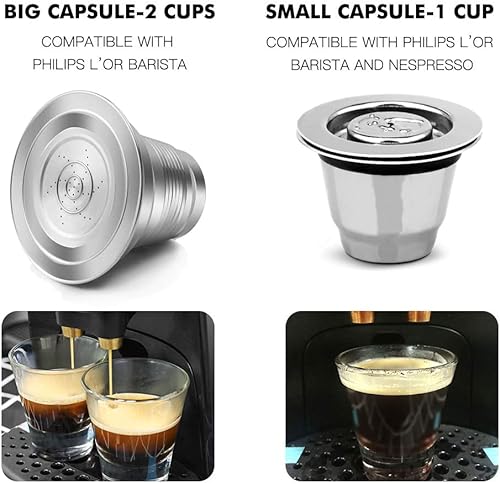 Miniatura 7 de 2 cápsulas de café reutilizables de acero inoxidable compatibles con L'OR Barista LM8012 / 60, cápsulas de café recargables de metal L'or Espresso