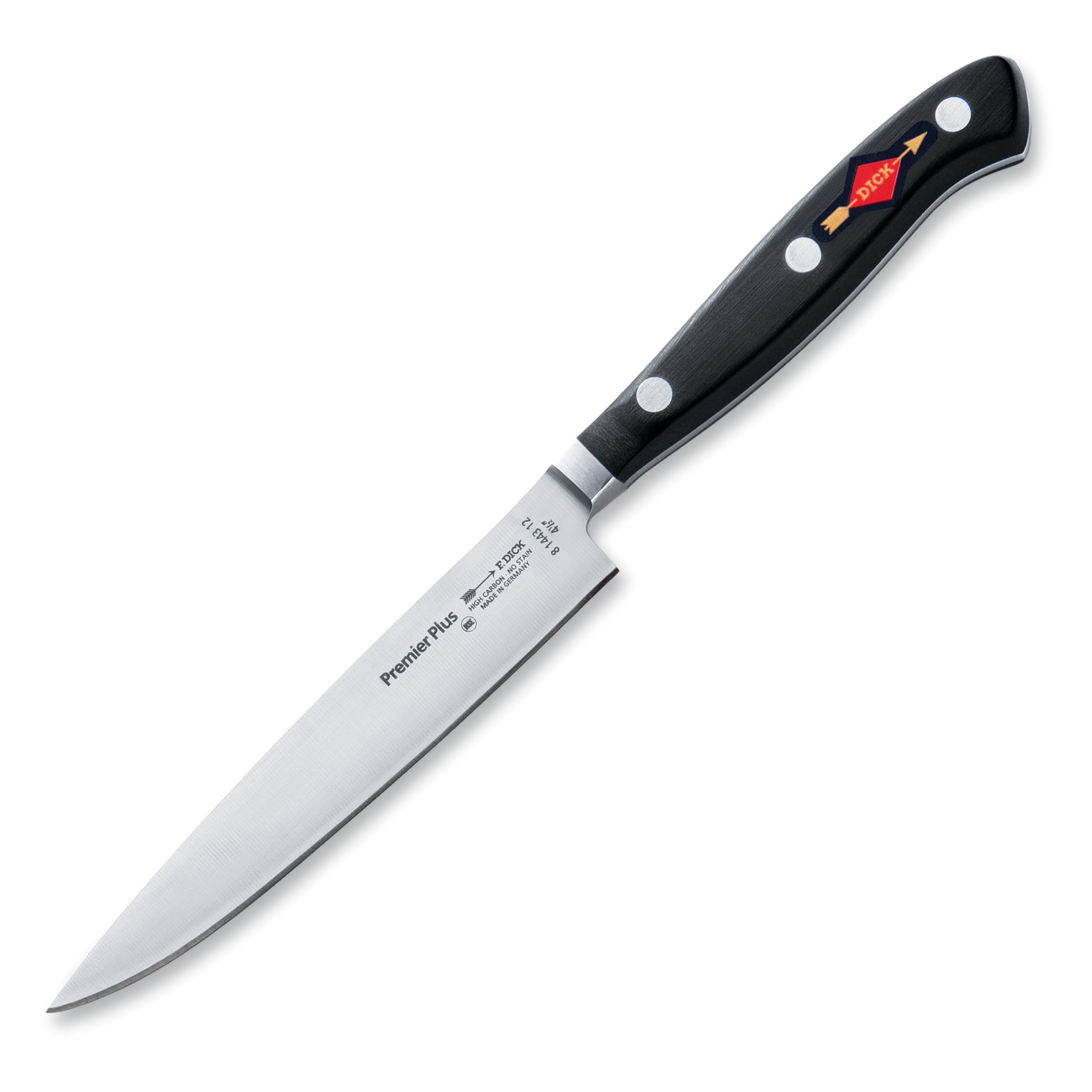 F. DICK Officemesser Premier Plus 12 cm - geschmiedet, rostfrei, Klinge extra scharf, 56 HRC, Griff ergonomisch, hygienisch - Spezialstahl Küchenmesser - Profi Messer Made in Germany - 81443122