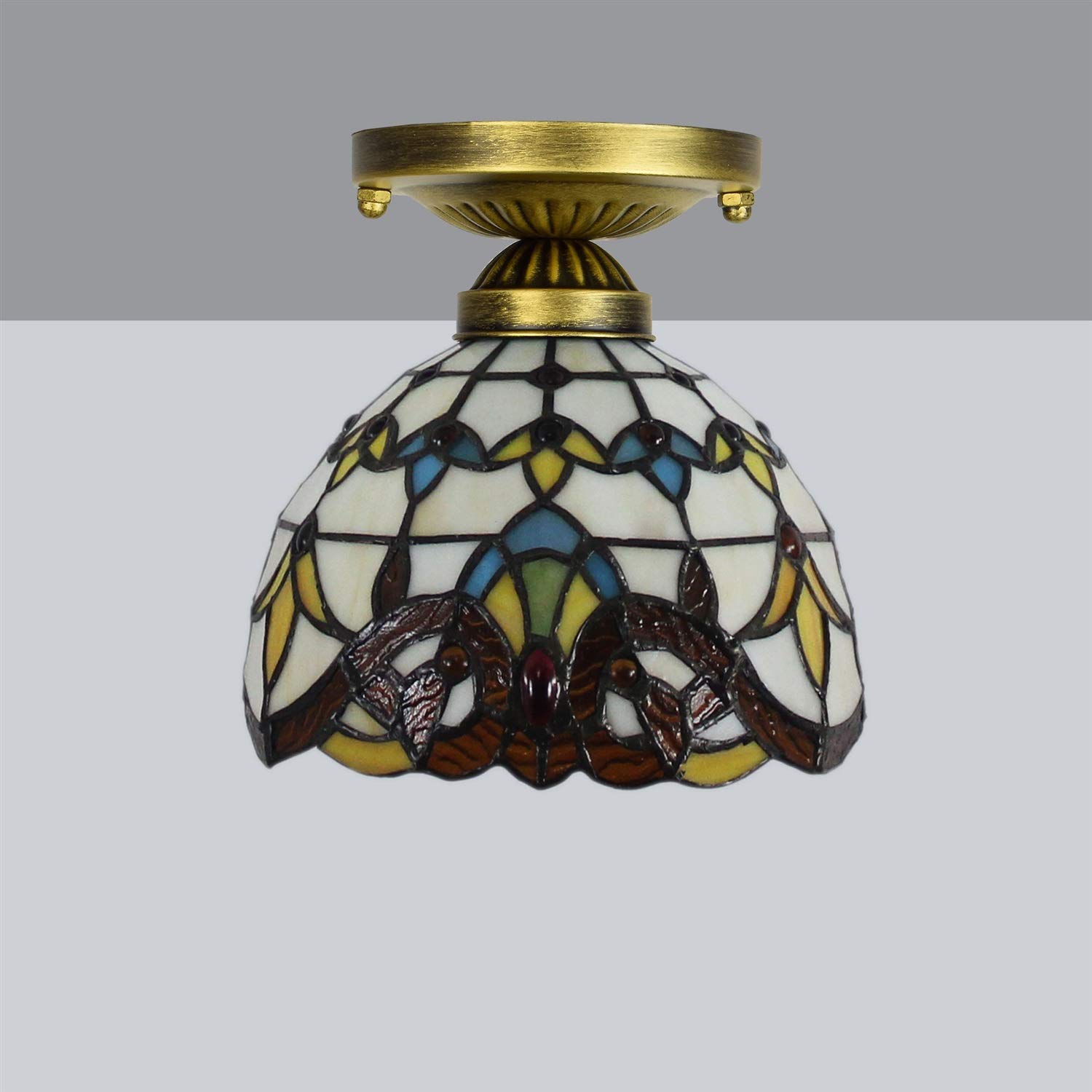 Illuminazione da soffitto con vetri Tiffany da 20,3 cm per corridoio, balcone, luce gialla piccola