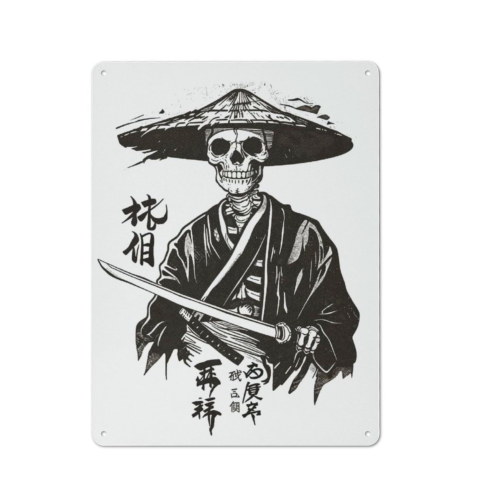Junmoney Japanese Skeleton Legend Tin Wall Plaque 40X30cm With For Garage Wall, For Collectors Of Retro Metal Wall Decor