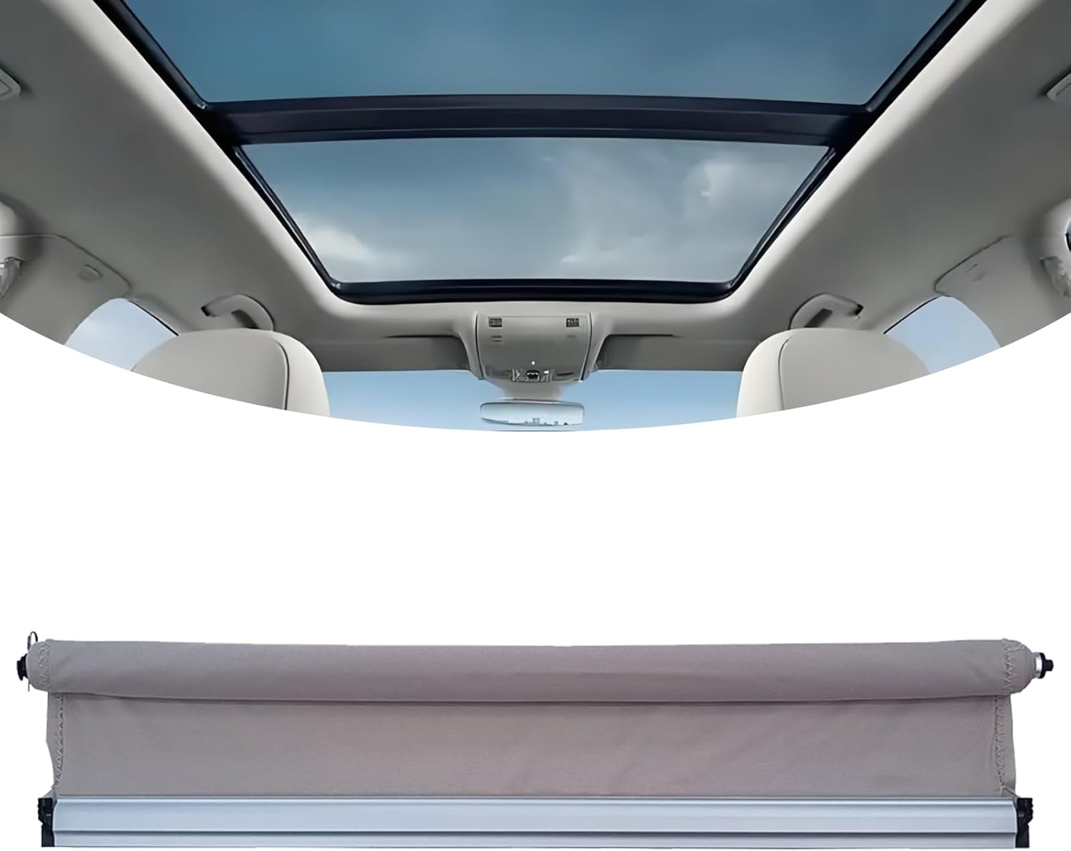 Car Panorama Sunroof Sunshade Curtain Cover Assembly for Volvo XC60 XC90 2015 2016 2017 2018 2019 2020 2021 (Gray)