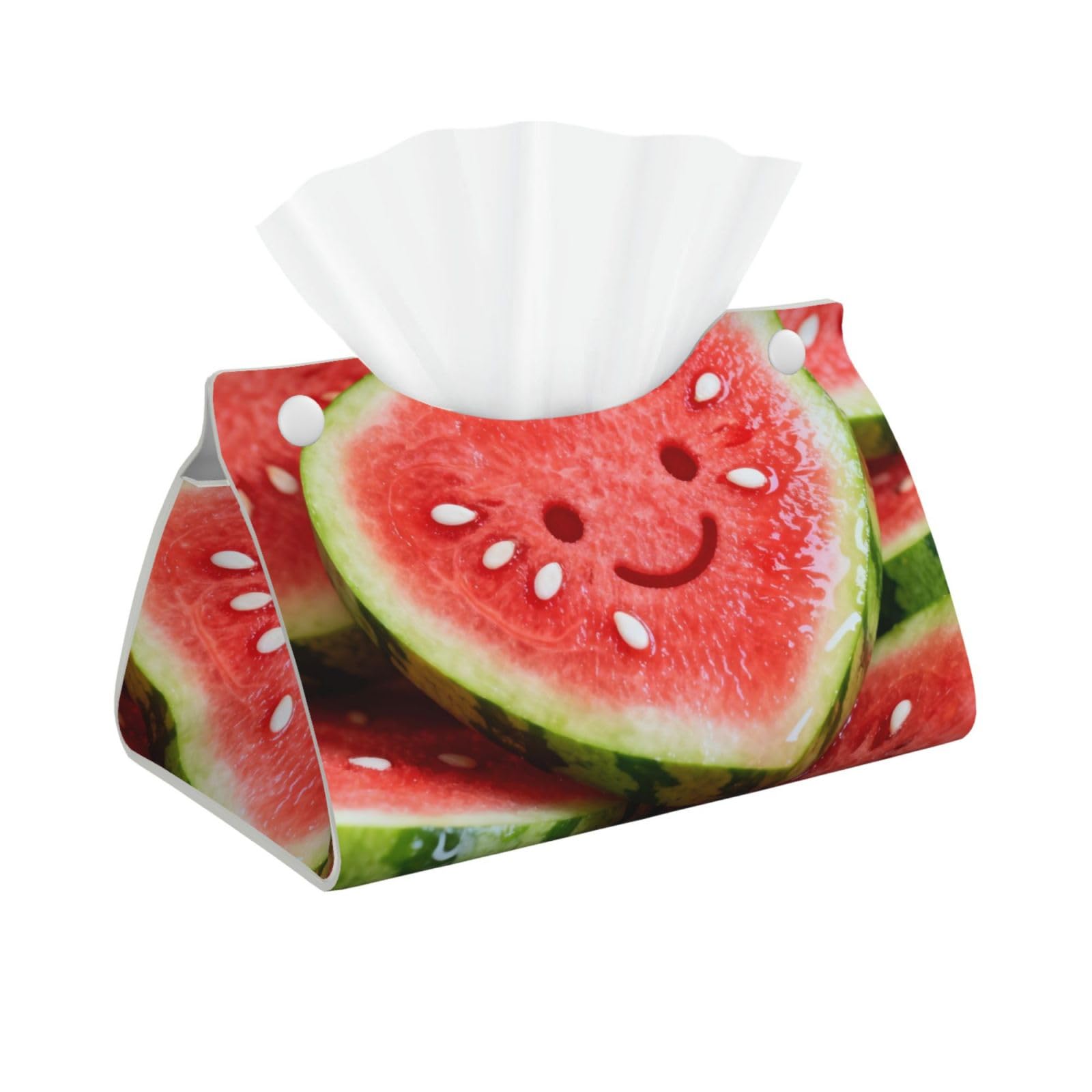 Watermelon slices Long Leather Tissue Box Cover-Waterproof PU Leather Tissue Holder for Bathroom, Decorative Rectangular Tissue Case